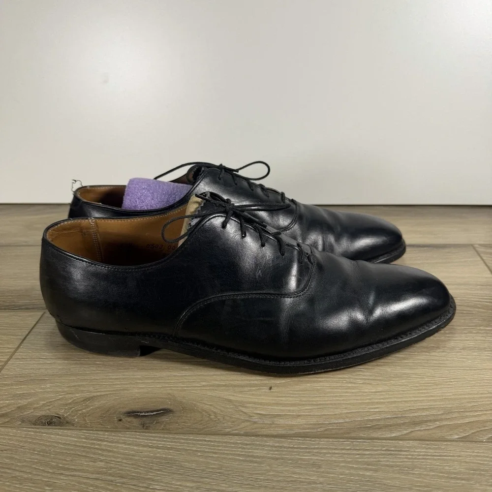 Alden 935 Black Plain Toe Balmoral Oxford Shoes Calfskin Leather Mens 11.5